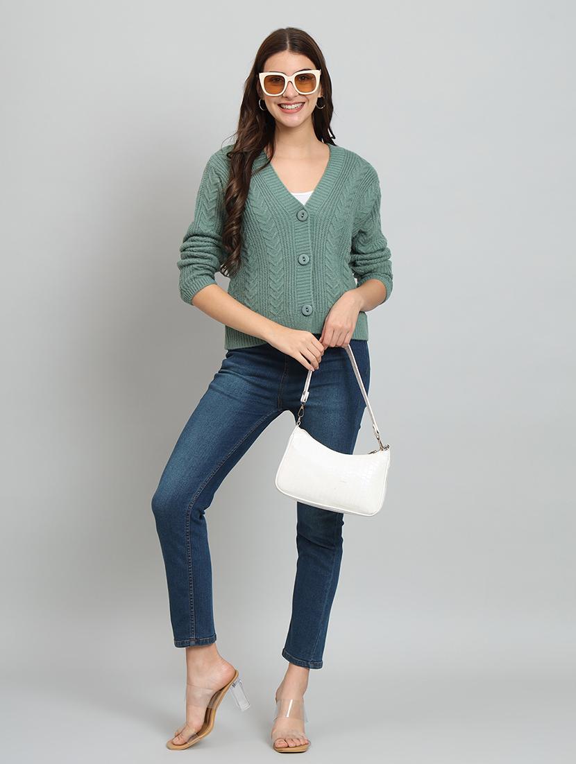 women self design woolen cardigan - 20817789 - Standard Image - 4