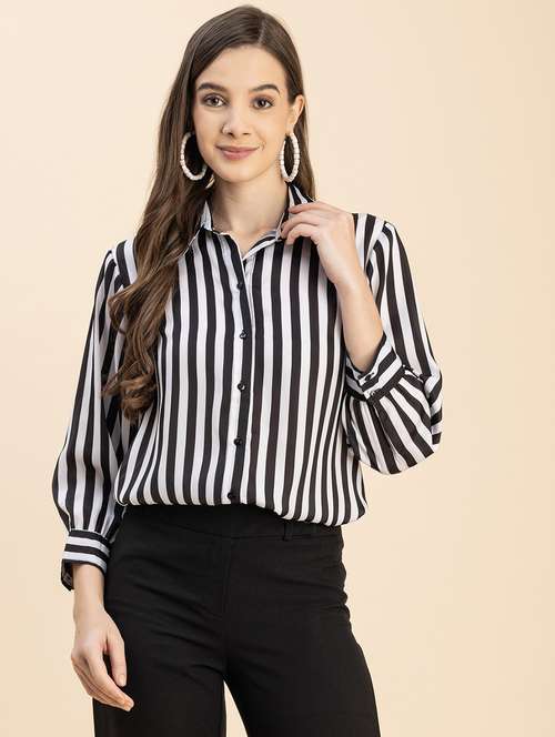 black satin striped shirt - 20817920 -  Standard Image - 0