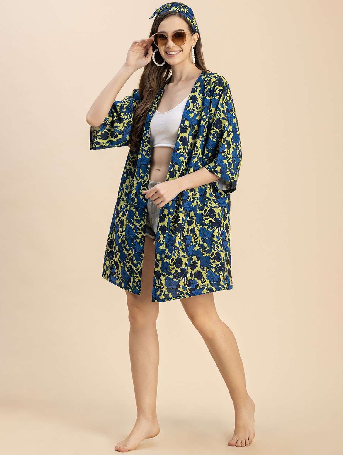 green floral printed detailed regular shrug - 20817965 -  Standard Image - 4