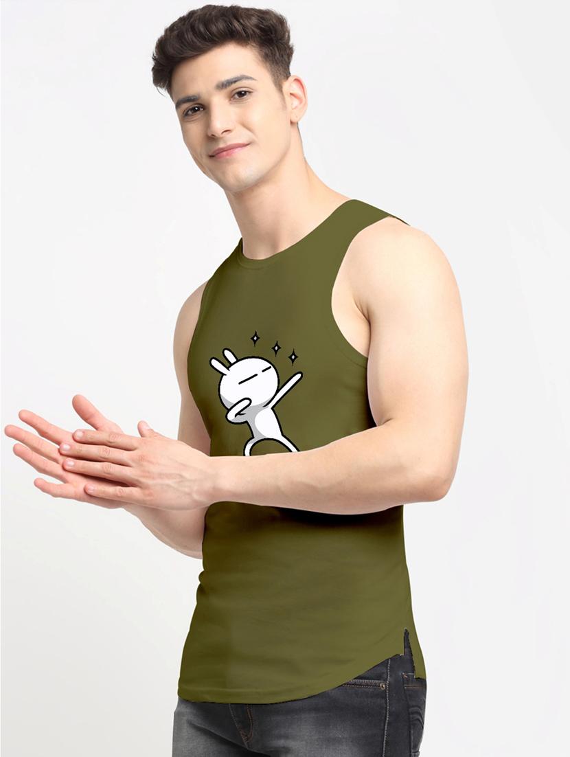 men round neck chest print vest - 20822323 -  Standard Image - 1