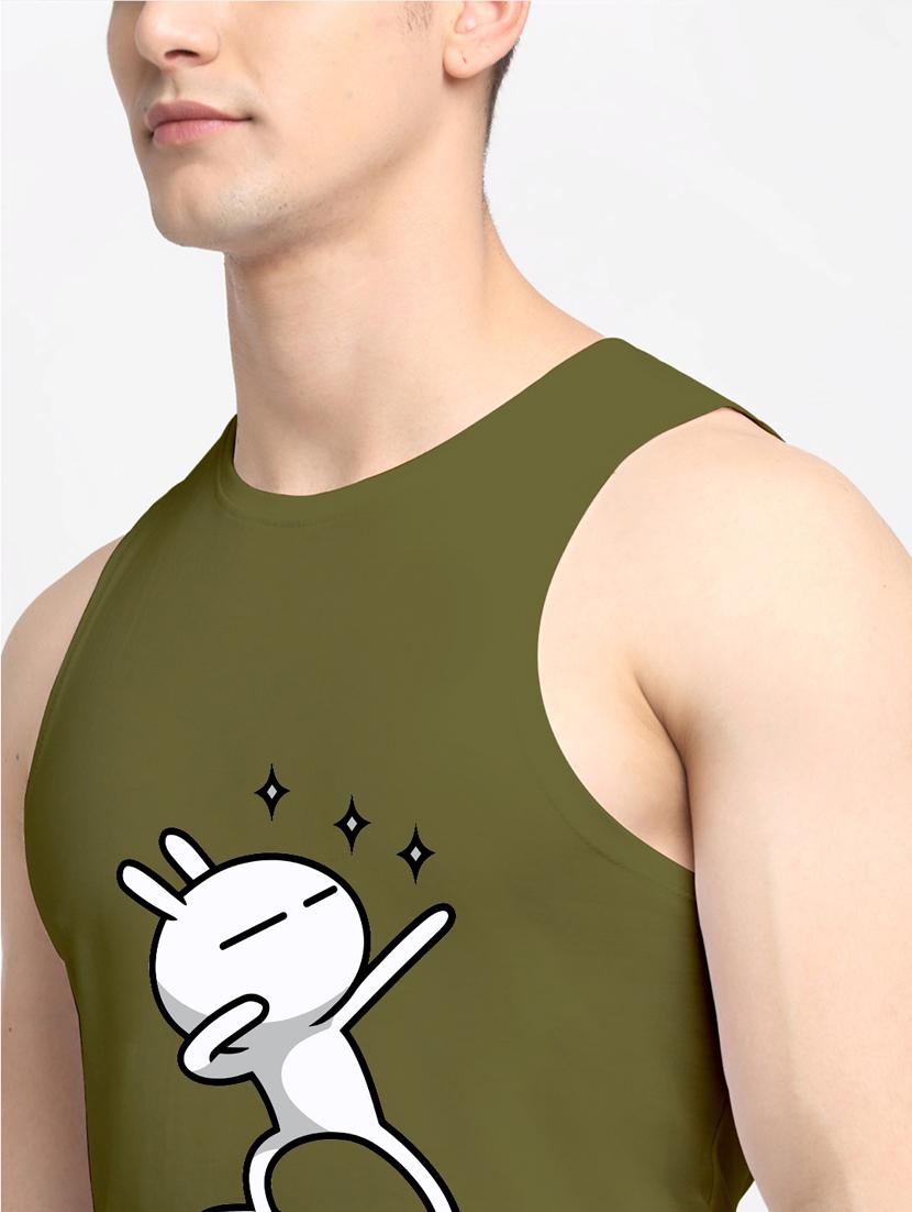 men round neck chest print vest - 20822323 - Standard Image - 4
