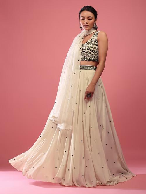 women beige semi-stitched lehenga choli with dupatta - 20822396 - Standard Image - 0
