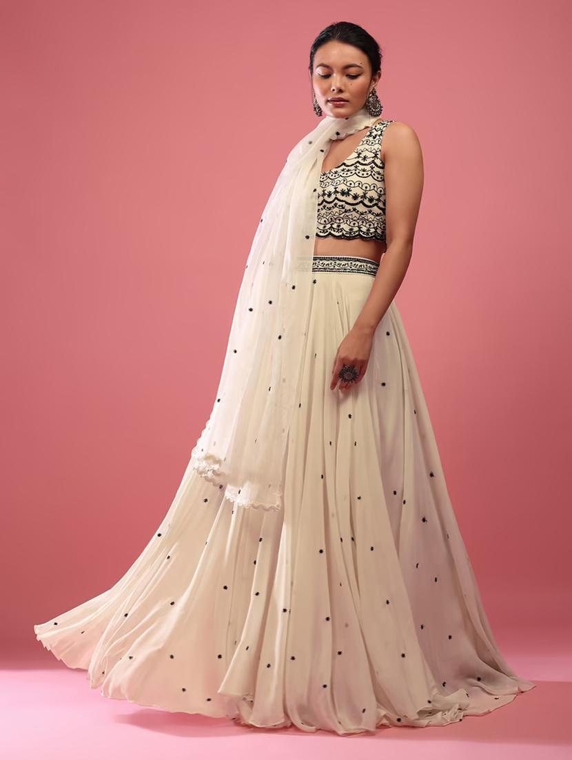 women beige semi-stitched lehenga choli with dupatta - 20822396 - Zoom Image - 0