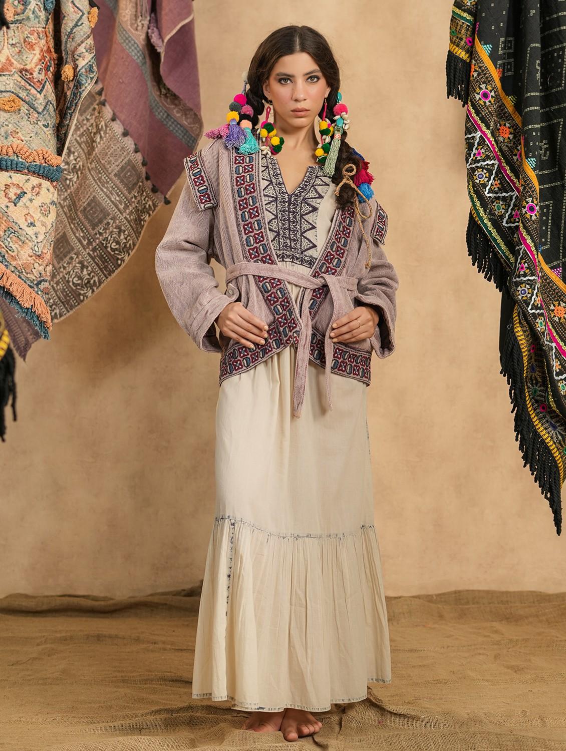 brown embroidered detailed cotton jacket - 20825203 - Standard Image - 4