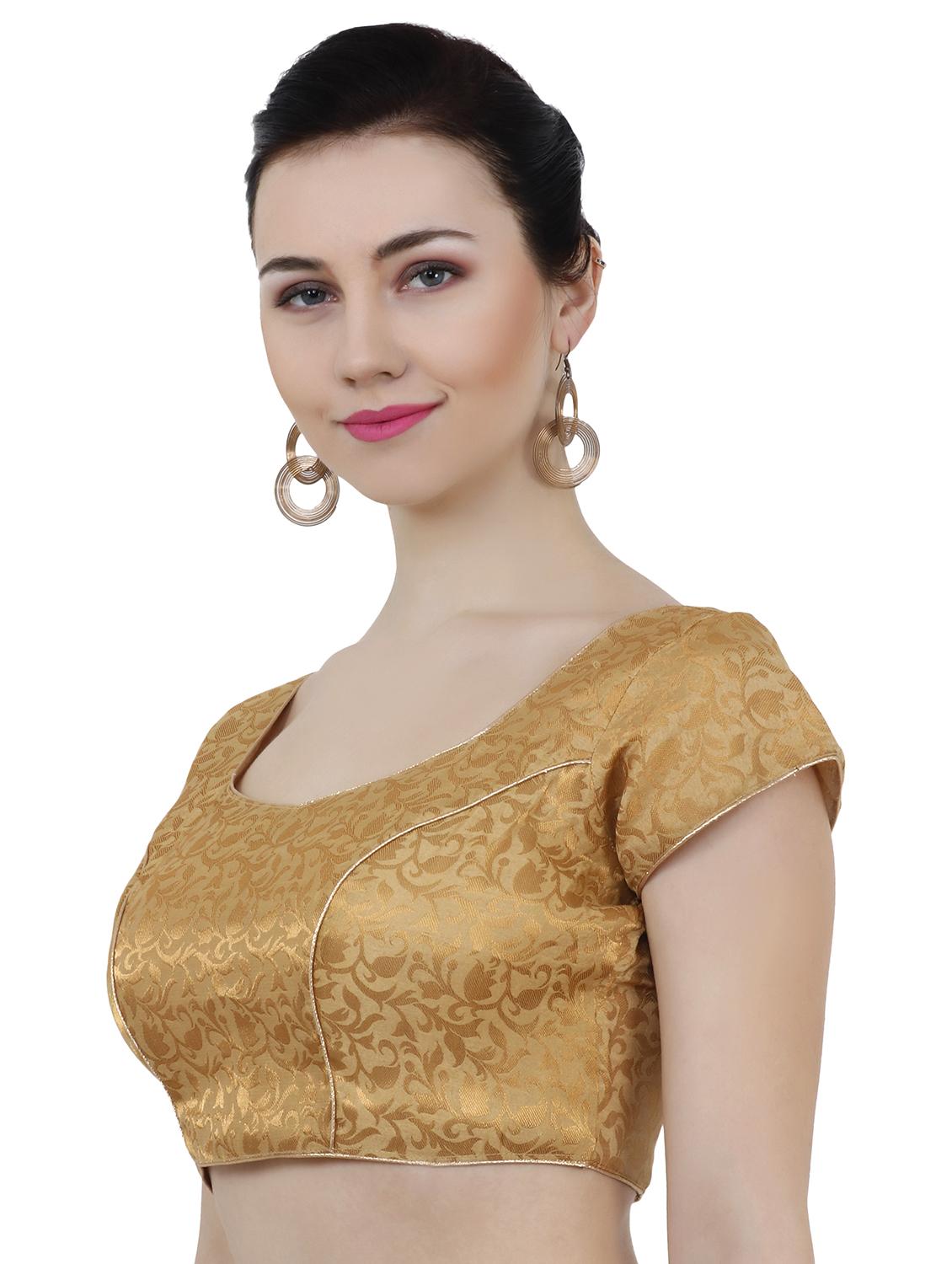 gold chanderi brocade blouse - 20825592 -  Standard Image - 1