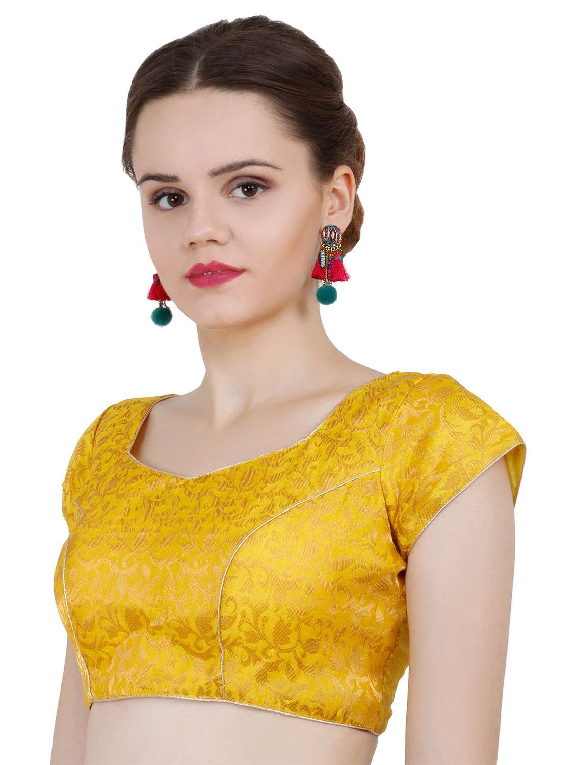 yellow chanderi brocade blouse - 20825602 -  Standard Image - 1