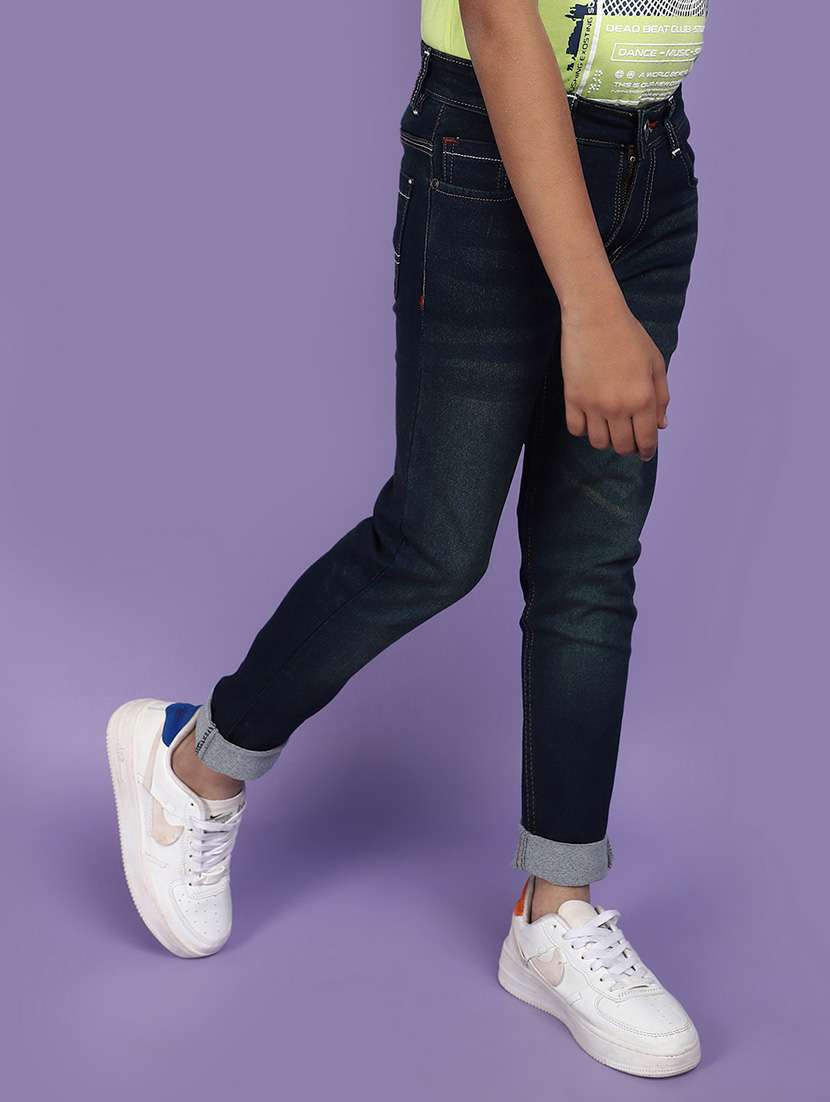 solid navy blue denim jeans - 20825603 -  Standard Image - 1