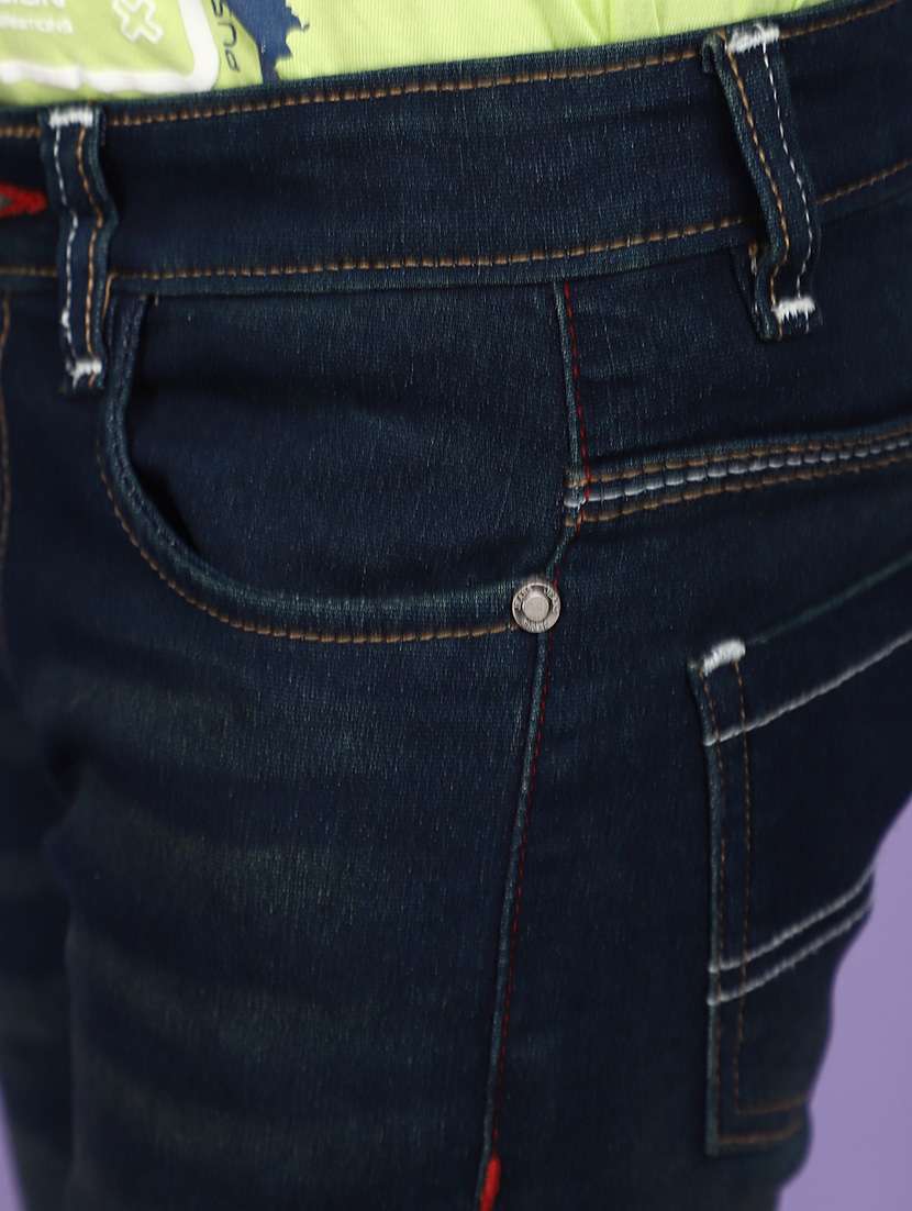 solid navy blue denim jeans - 20825603 -  Standard Image - 4