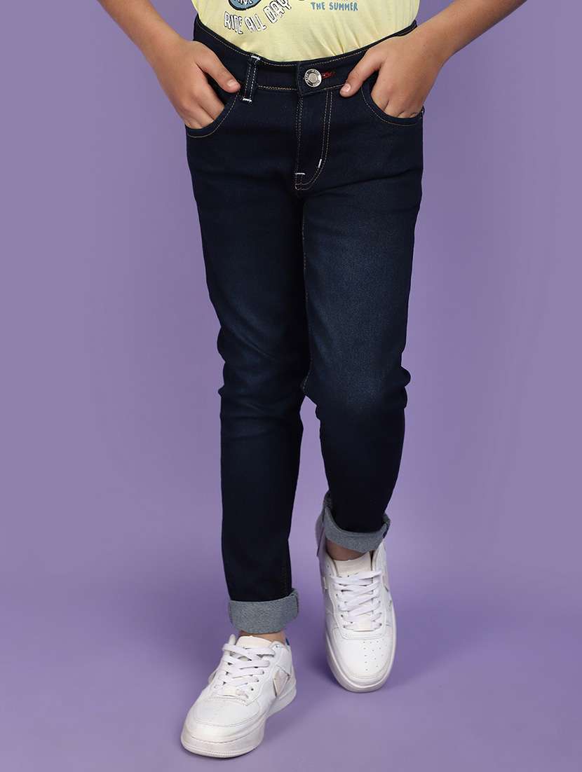 solid navy blue denim jeans