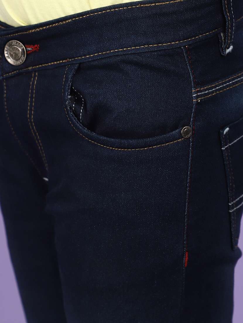 solid navy blue denim jeans - 20825604 -  Standard Image - 4