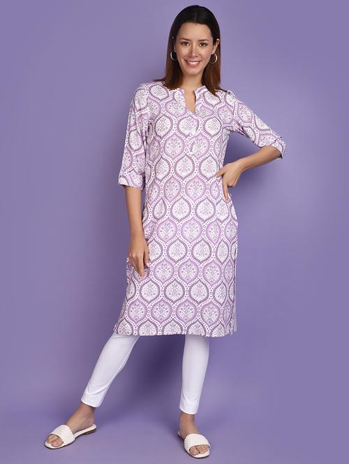 women white mandarin neck a-line kurta - 20825631 -  Standard Image - 0