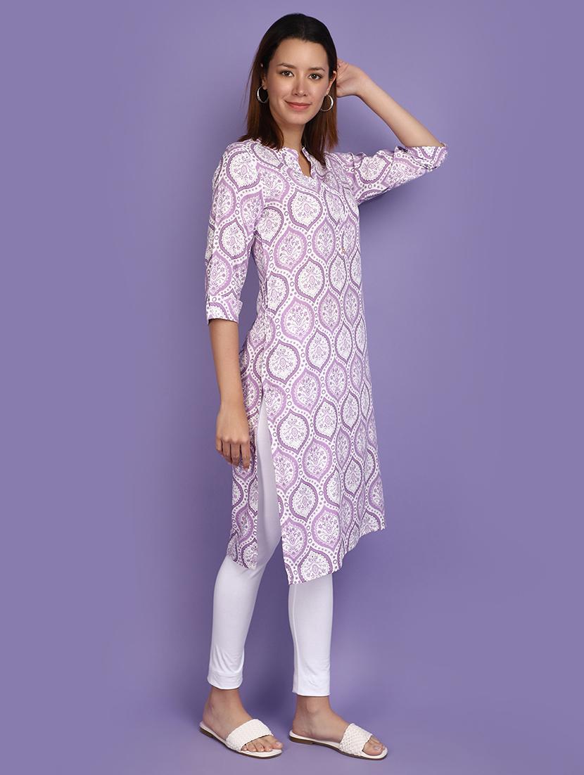 women white mandarin neck a-line kurta - 20825631 -  Standard Image - 1