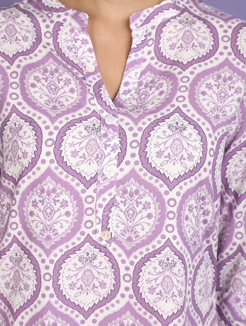 women white mandarin neck a-line kurta - 20825631 - Standard Image - 4