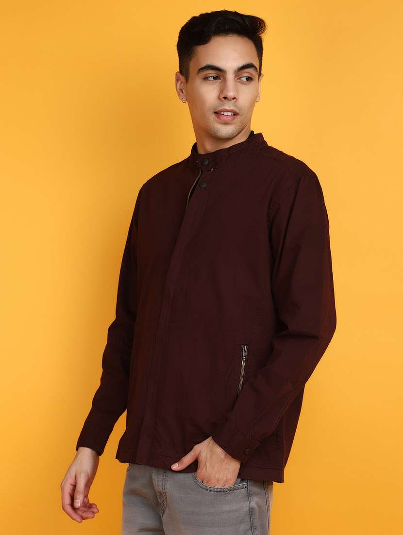 maroon cotton casual shirt - 20825642 - Standard Image - 1