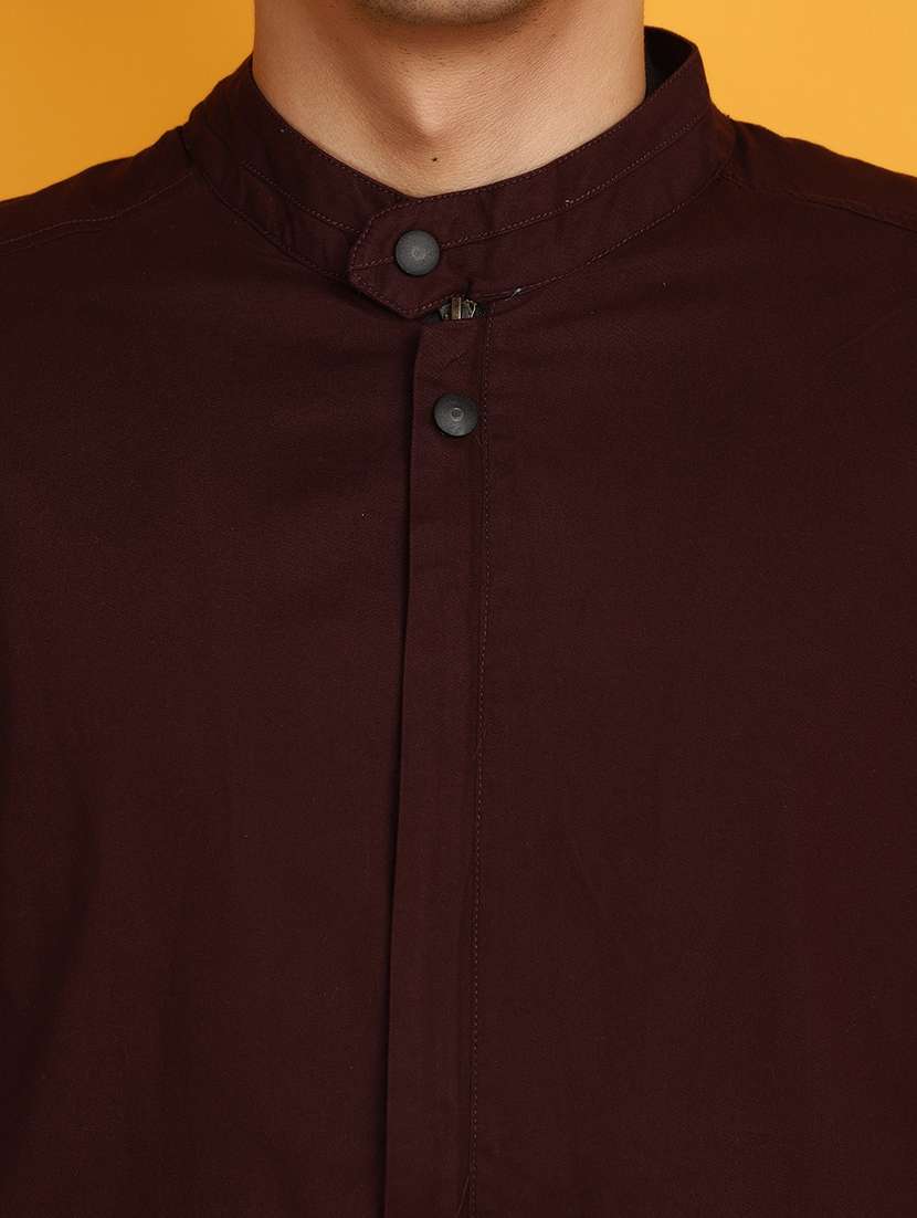 maroon cotton casual shirt - 20825642 - Standard Image - 4