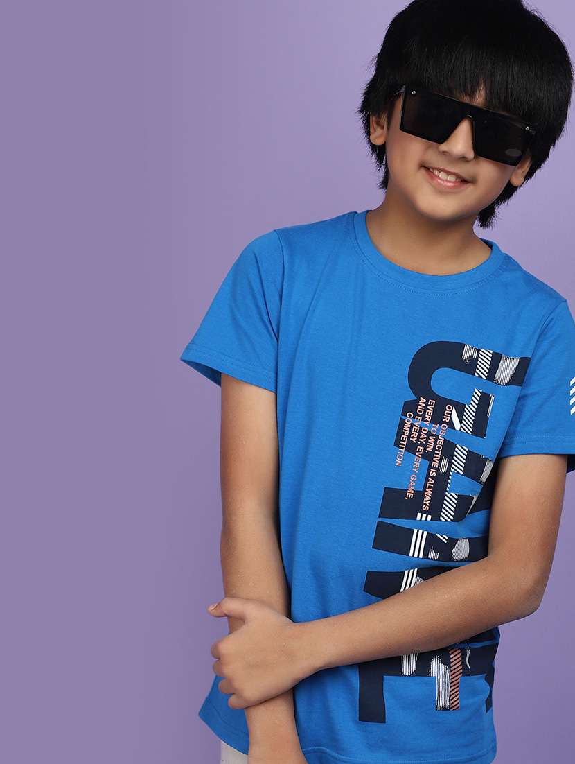 blue printed detailed casual t-shirt - 20825646 -  Standard Image - 1