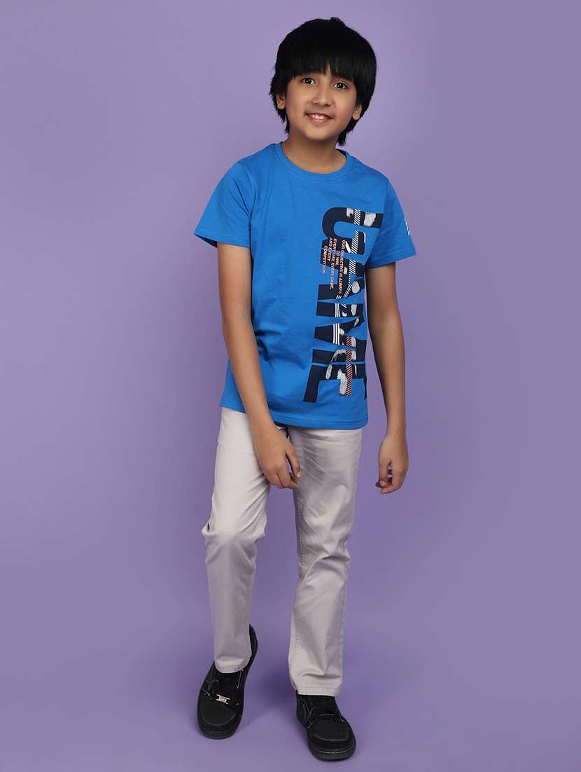 blue printed detailed casual t-shirt - 20825646 -  Standard Image - 4