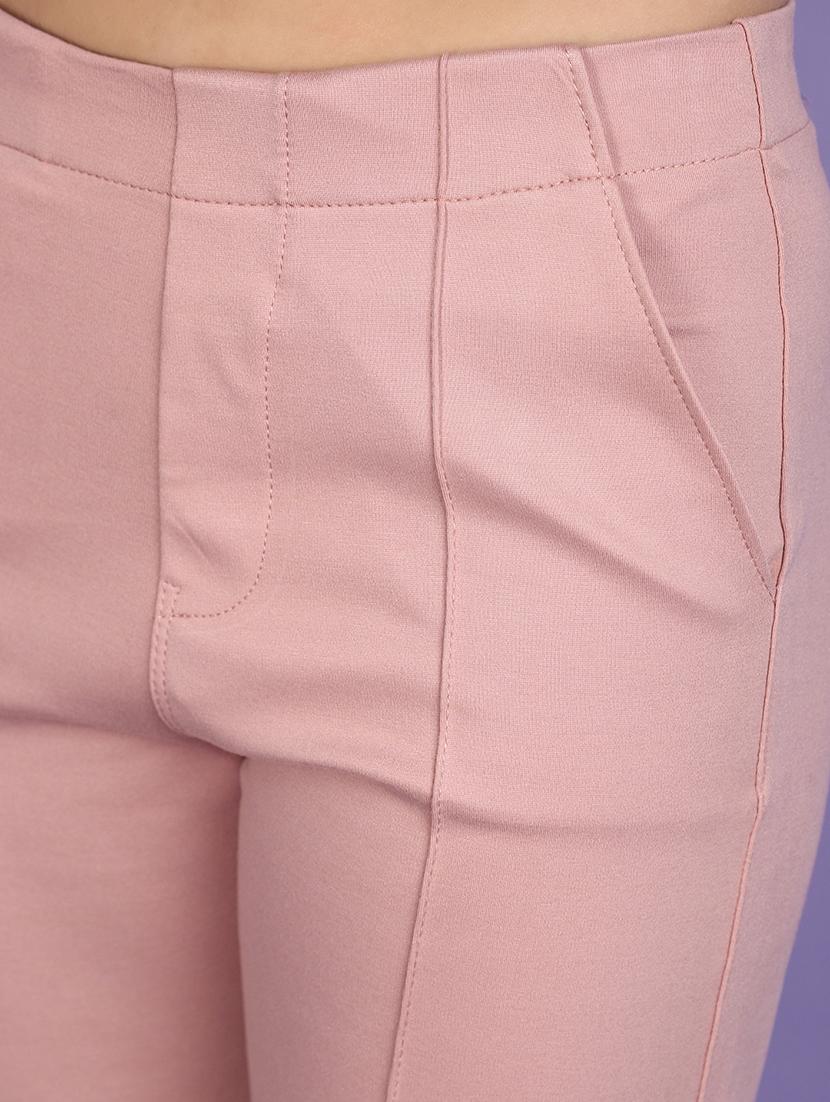 pink solid peg trouser - 20825677 - Standard Image - 4