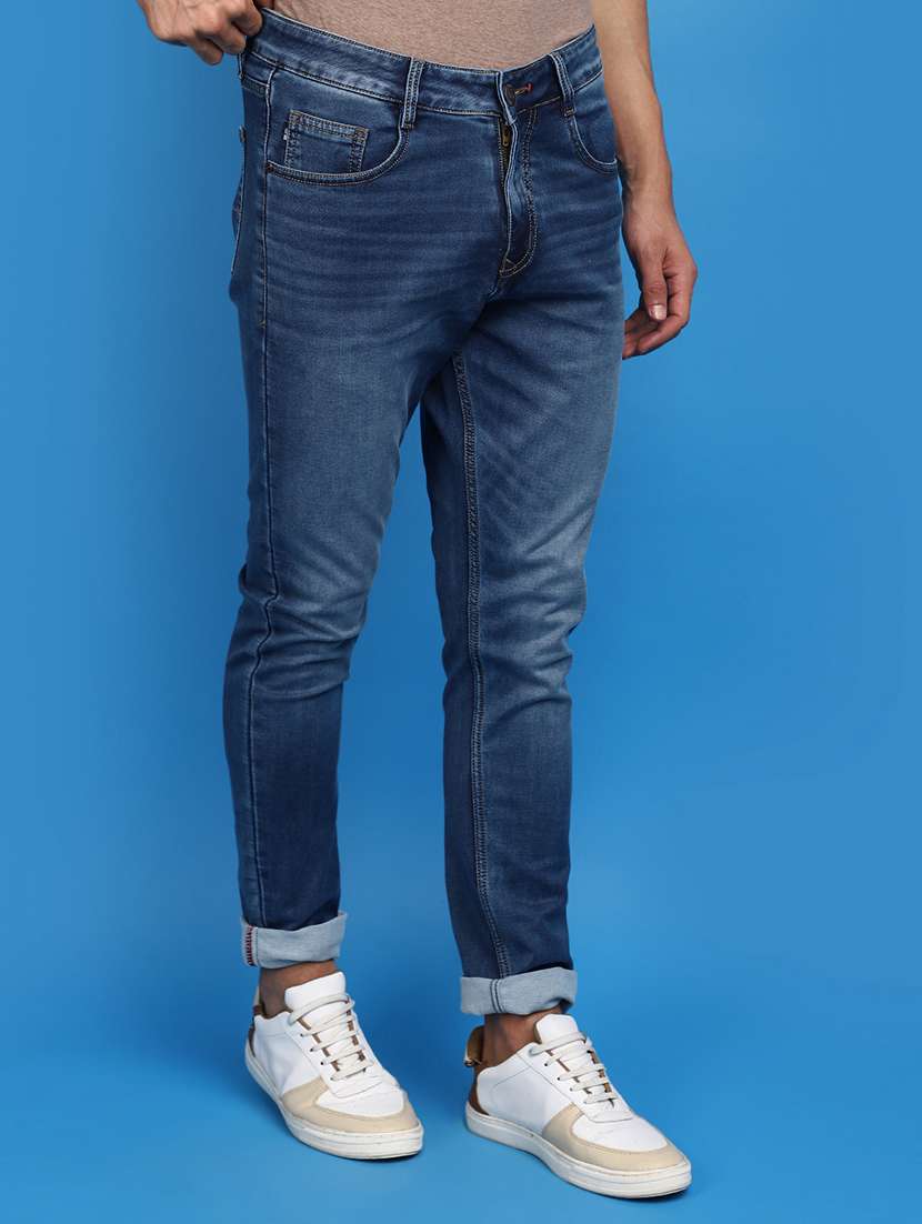 men mid rise plain denim jeans - 20825714 -  Standard Image - 1