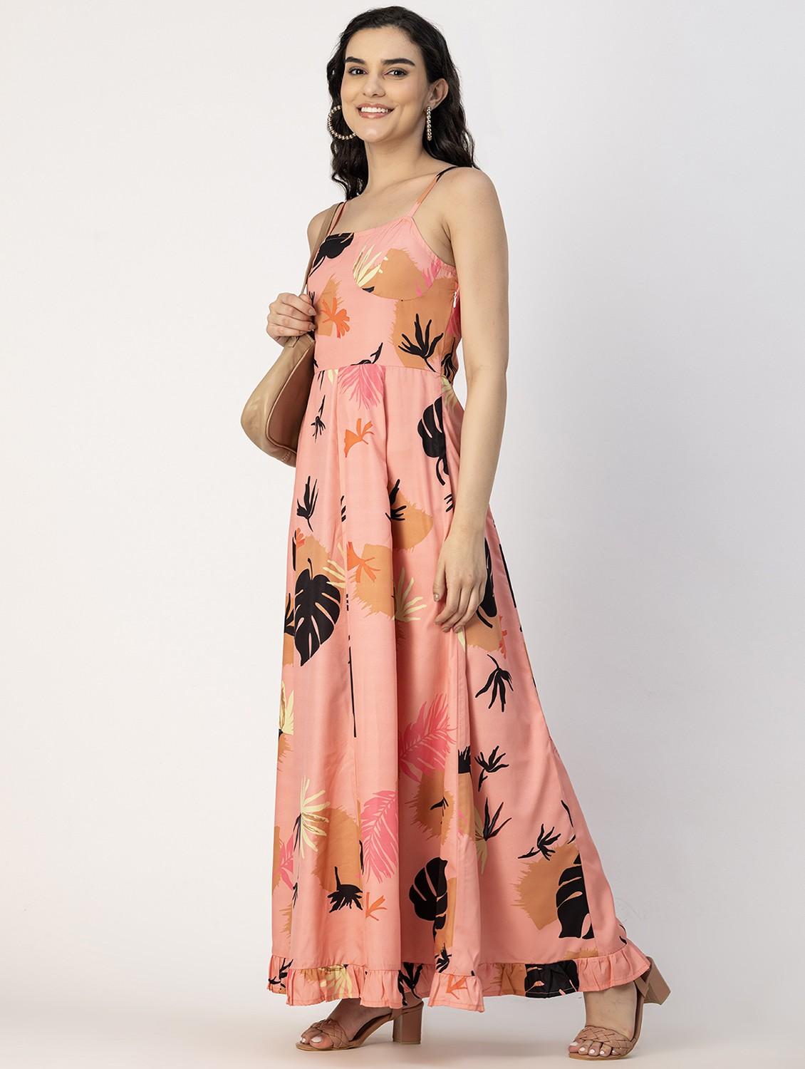 peach pink printed detailed maxi dress - 20825747 - Standard Image - 1