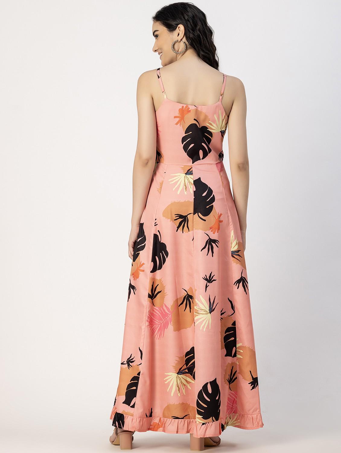 peach pink printed detailed maxi dress - 20825747 - Standard Image - 4
