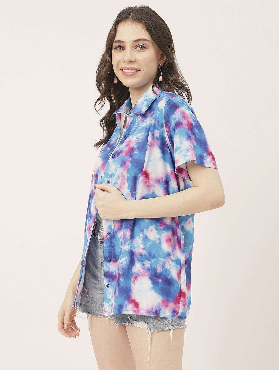 blue rayon tie & dye shirt - 20825753 -  Standard Image - 1