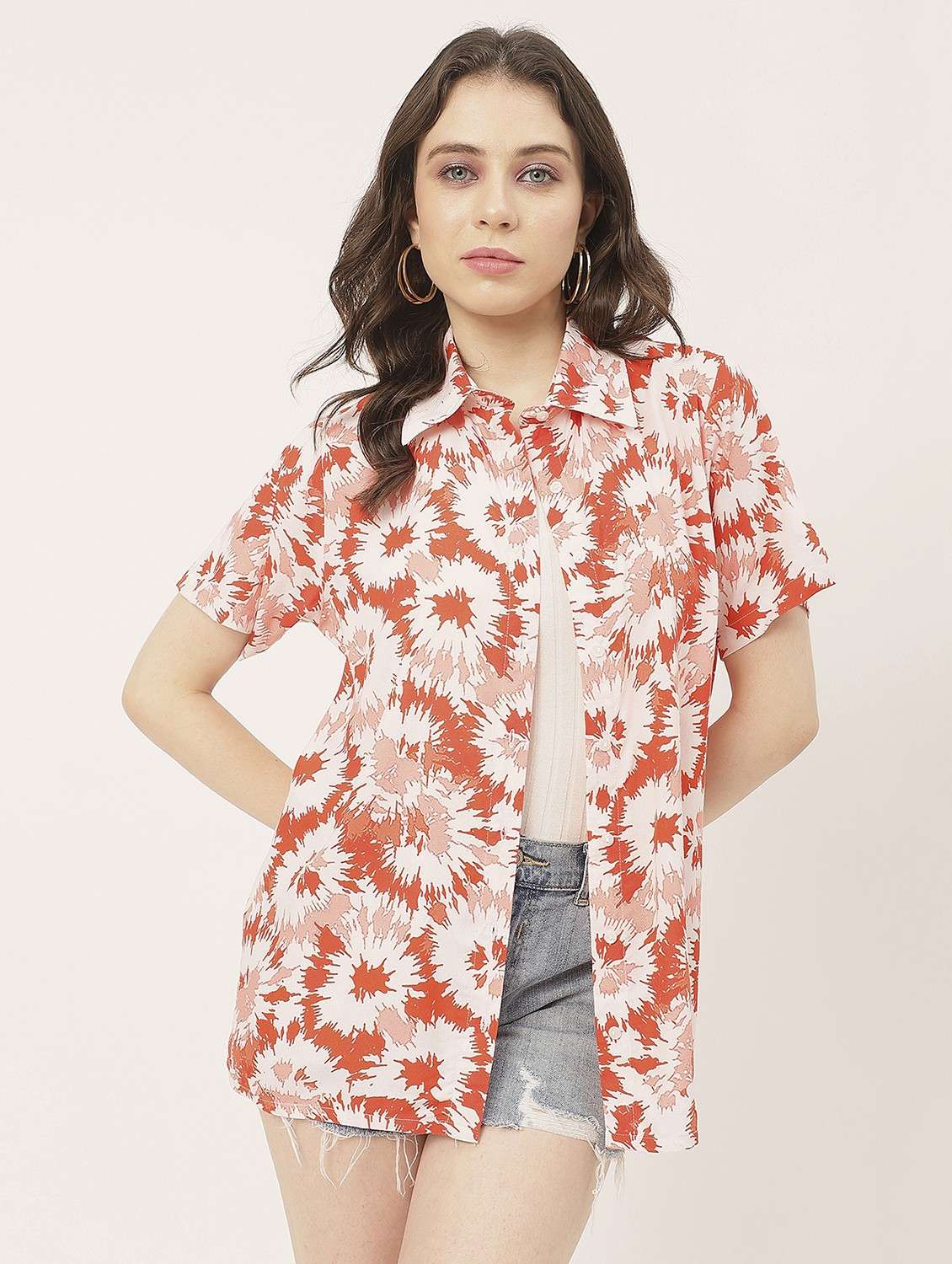 rust rayon printed shirt