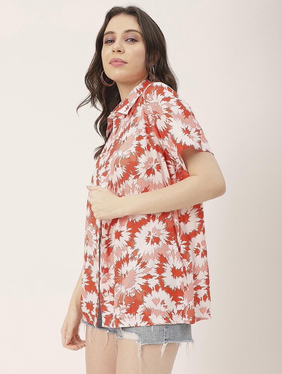 rust rayon printed shirt - 20825754 - Standard Image - 1