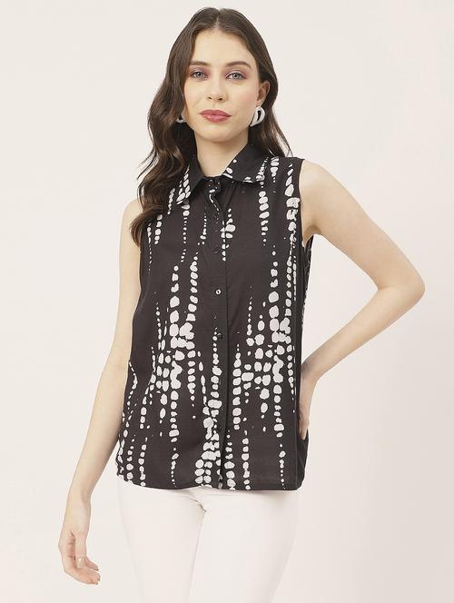 black rayon printed shirt - 20825761 -  Standard Image - 0