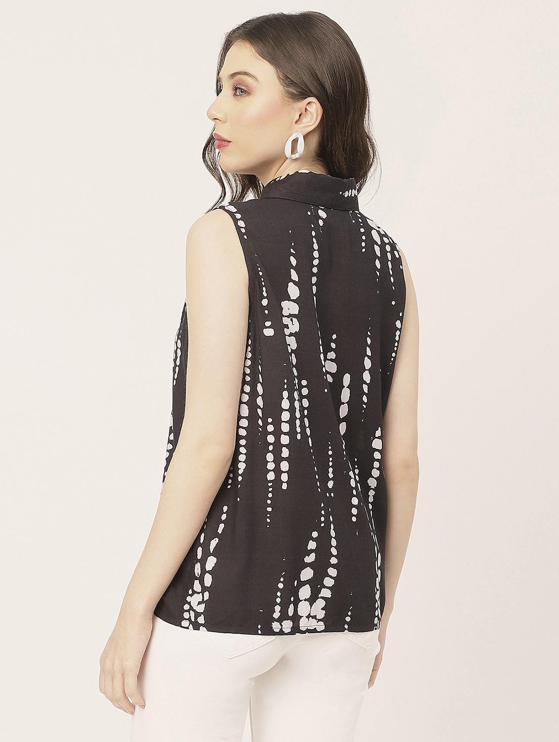 black rayon printed shirt - 20825761 - Standard Image - 4