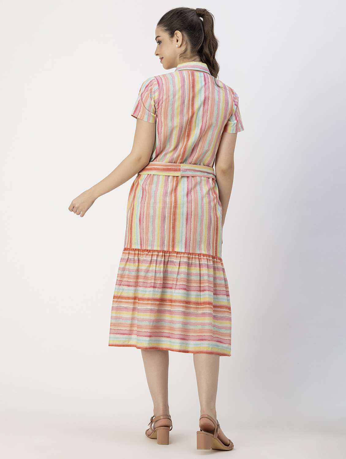 women multicolored stripes a-line dress - 20825793 -  Standard Image - 4