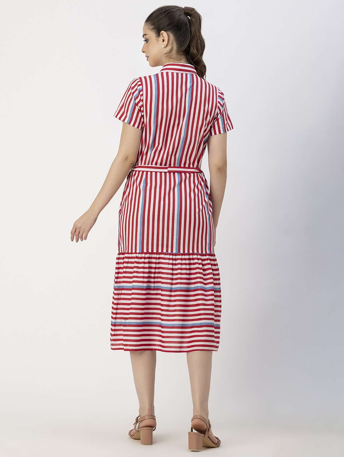 women red stripes a-line dress - 20825796 -  Standard Image - 4