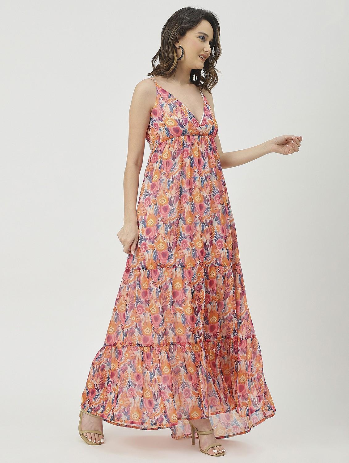 women multicolored floral printed fit & flare dress - 20825800 -  Standard Image - 1