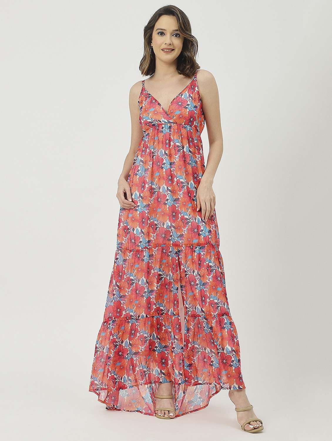 women multicolored floral printed fit & flare dress