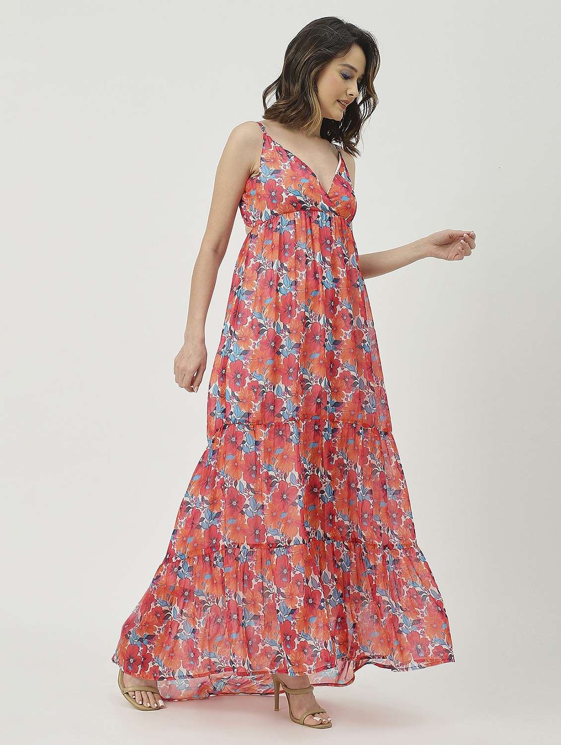 women multicolored floral printed fit & flare dress - 20825801 -  Standard Image - 1