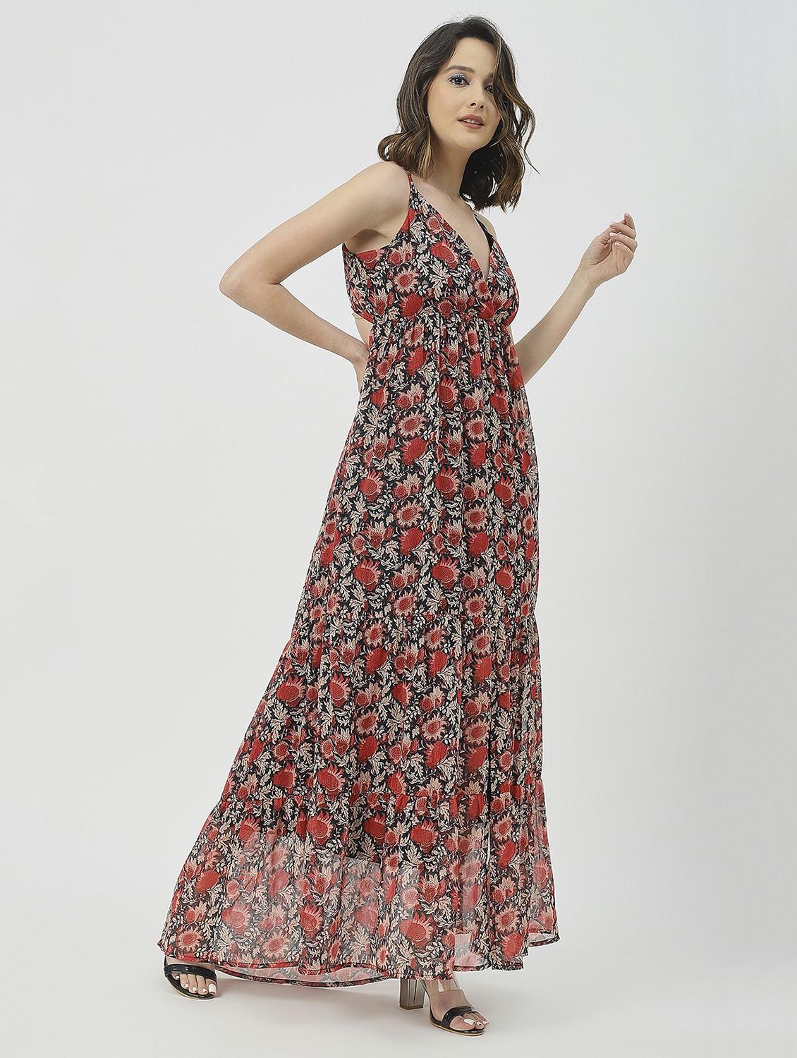 women black floral printed fit & flare dress - 20825802 -  Standard Image - 1