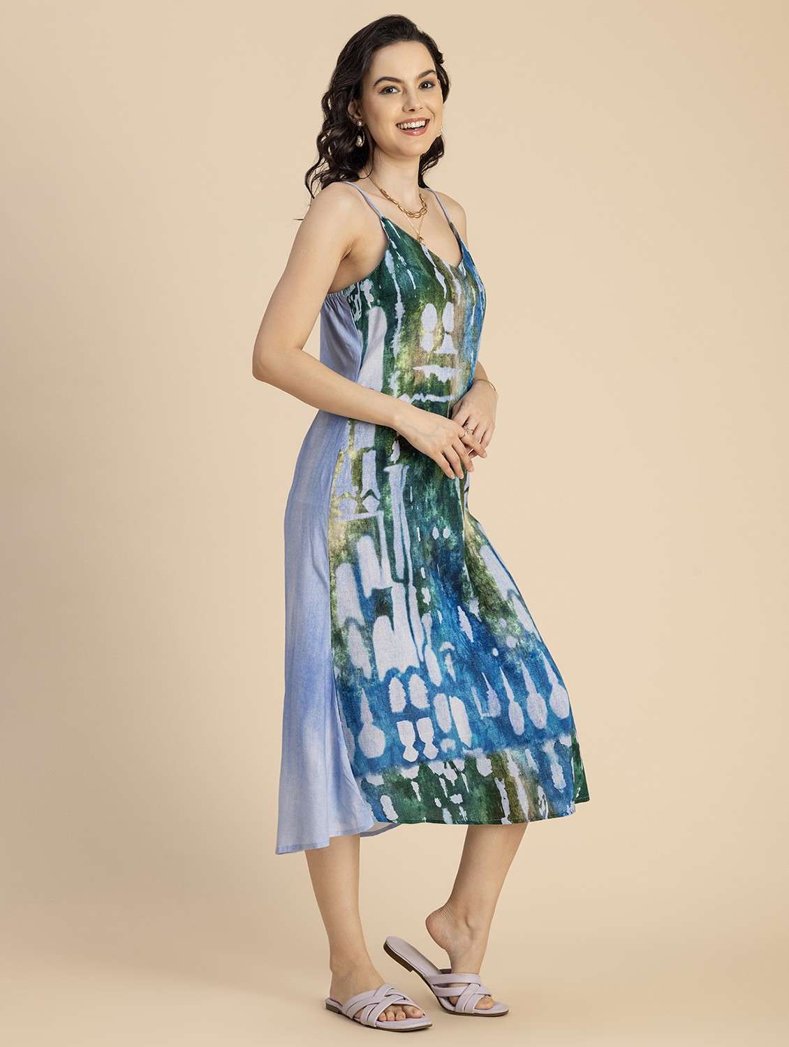 women blue tie & dye a-line dress - 20825806 -  Standard Image - 1