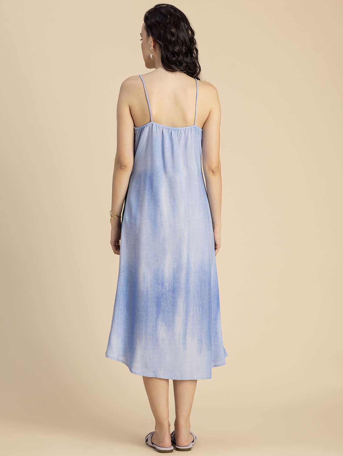 women blue tie & dye a-line dress - 20825806 -  Standard Image - 4