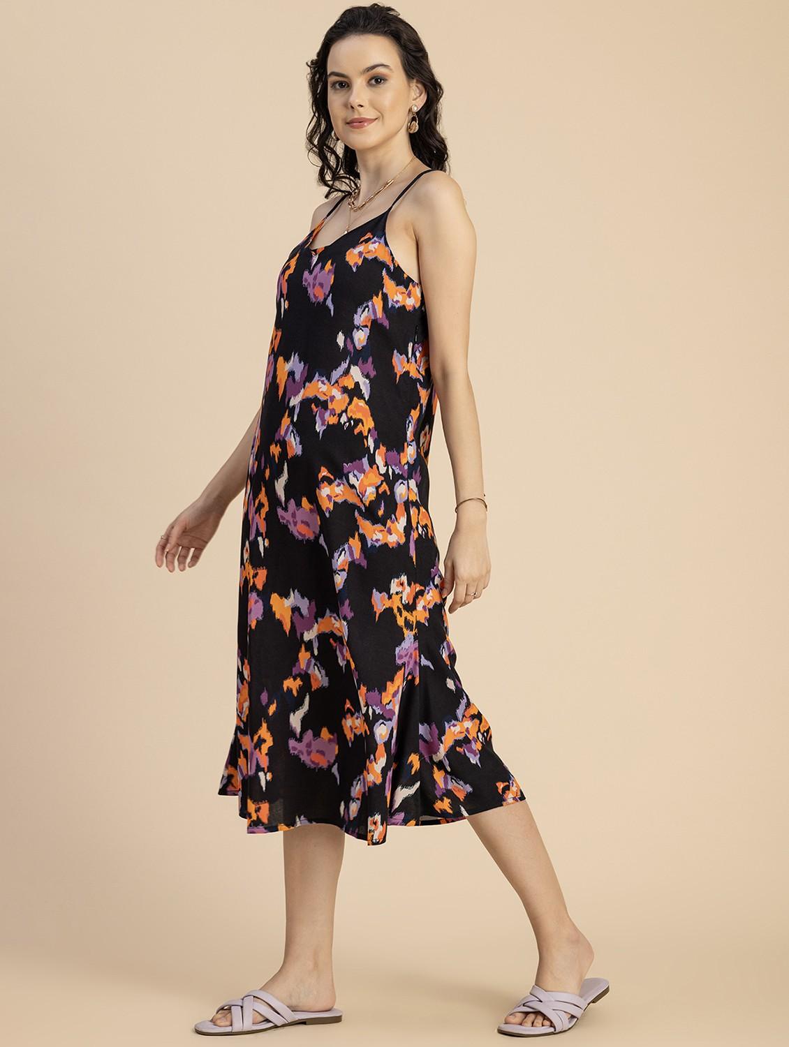 women black abstract a-line dress - 20825808 - Standard Image - 1