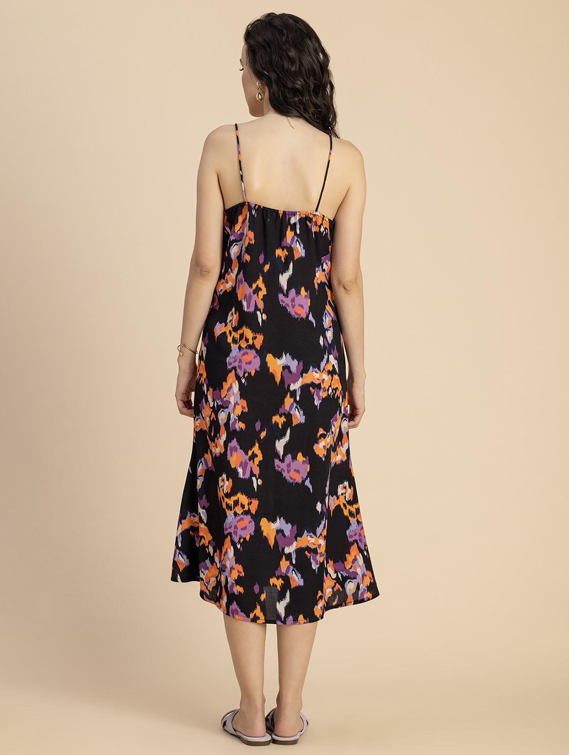 women black abstract a-line dress - 20825808 - Standard Image - 4