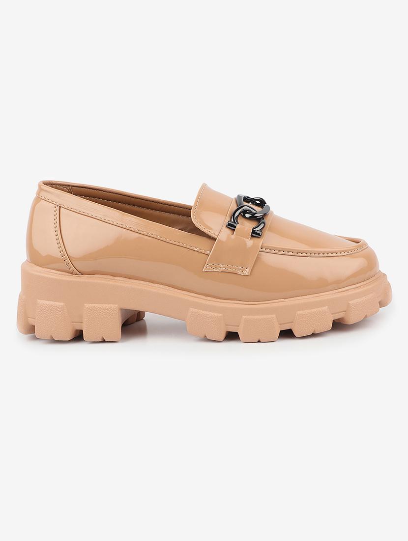 beige patent leather slip on loafers - 20826412 -  Zoom Image - 0