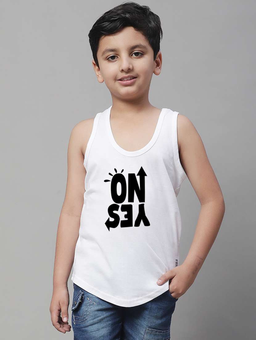 boys typography print cotton vest