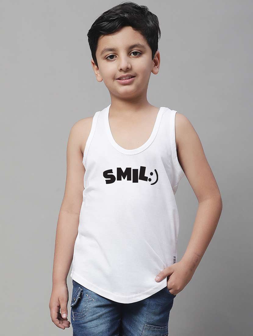 boys typography print cotton vest
