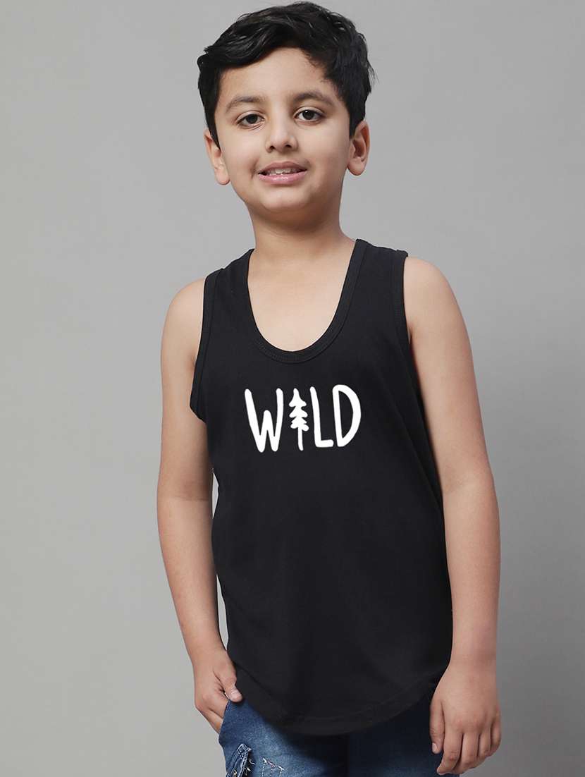 boys typography print cotton vest