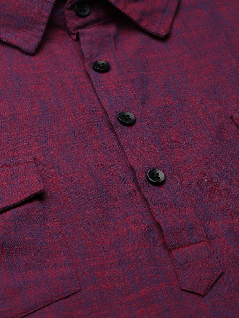 purple shirt collar paithani kurta - 20827405 - Standard Image - 4
