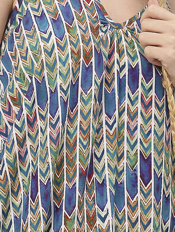 women blue printed high- low dress - 20827655 -  Standard Image - 4