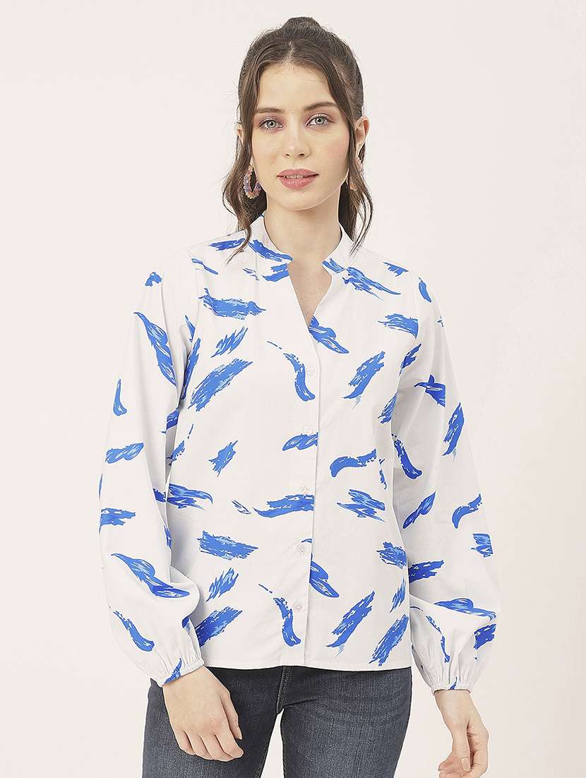 white cotton printed shirt