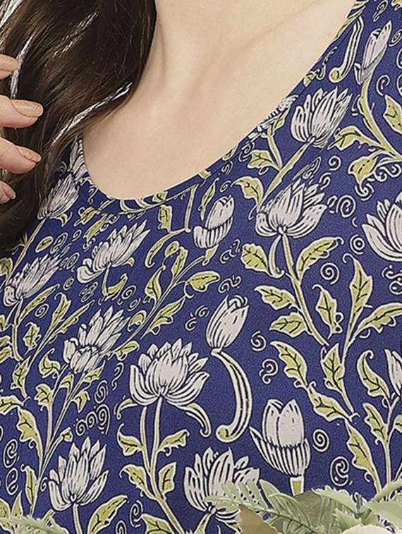 blue floral printed peplum top - 20827741 -  Standard Image - 4