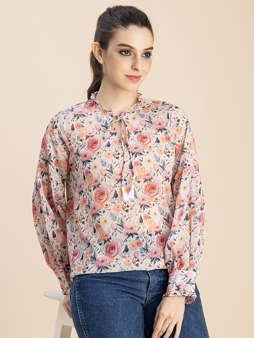 multi coloured floral printed regular top - 20828398 - Standard Image - 1