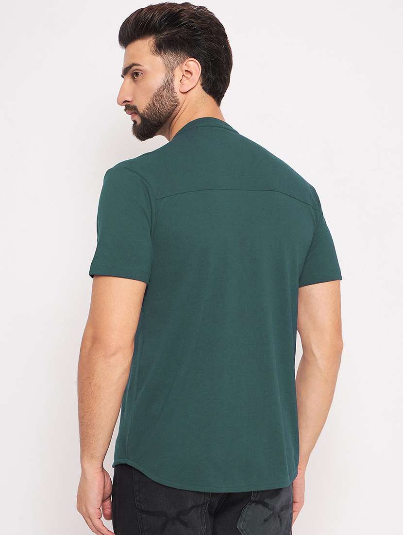 teal cotton blend casual shirt - 20828772 - Standard Image - 1